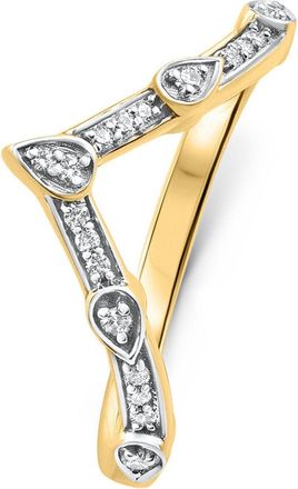 Pompeii3 Curved V Shape Diamond Wedding Anniversary Guard Engagement Ring Gold Lab Grown