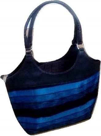 Generic Designer Leather Tote Bags for Women, Shoulder Bag, Striped, Cotton Blend, Large, 20 Liters, Lightweight, Hobo Style (Blue)