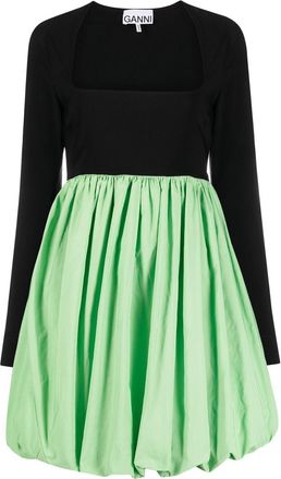 Ganni two-tone puffball minidress - women - Spandex/Elastane/Polyamide/EcoVero Viscose (LENZING)/Acetate - 36 - Black