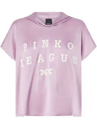 Pinko logo-print hooded blouse