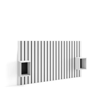 Skraut Home Cabecero Con Mesitas - Listones Decorativos - 196x3x107 Cm - Cama De 120,135,140 Cm - Con Almacenamiento - Estilo Moderno - Blanco - Skraut Home