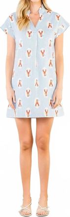 THML Clothing Striped Lobster Print Mini Dress In Blue