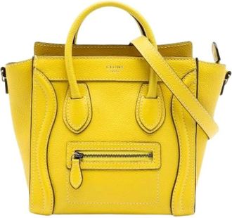 Celine Pre-owned Handbags, female, Yellow, Size: ONE SIZE Pre-owned Nano Luggage Tote