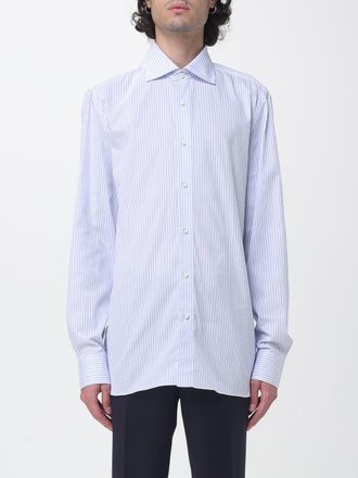Borrelli Napoli Camicia a righe Luciano in cotone con collo francese