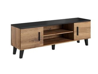 Mirjan24 Mobilier1 - Mueble Tv Larfloi 108, Roble Wotan + Negro, N&uacute;mero De Puertas: 0, N&uacute;mero De Cajones: 0, 160x53x40cm