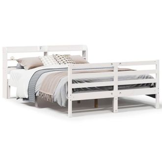 Berkfield Home Bed Frame with Headboard without Mattress White 135x190 cm Double