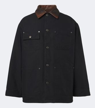Prada Leather-trimmed cotton-blend down jacket