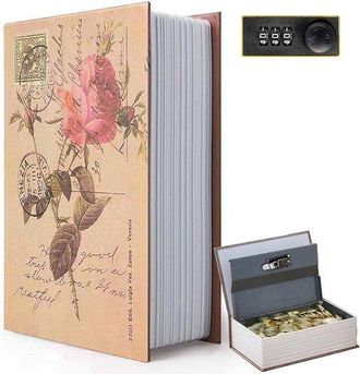 OEM Caja Fuerte Con Forma De Libro Y Cerradura De Combinaci&oacute;n, Lugar Almacenamiento Discreto Seguro, Guarda Dinero Objetos Valor Forma Segura, Negra