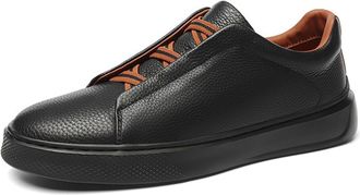 Generic Genuine Leather Men Sneakers Fashion Dress Sneakers Retro Stylish Business Casual Shoes for Men (Black,7.5)