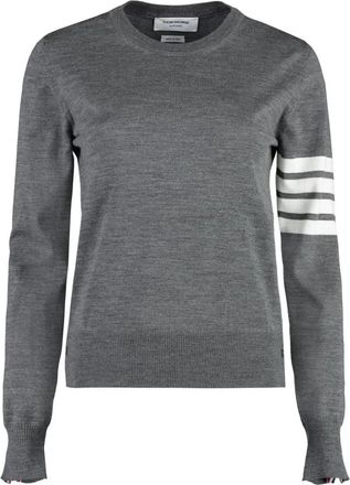 Thom Browne Four-Bar Crewneck Sweater - Dames - Ronde hals truien - Grijs - S - Truien & Vesten