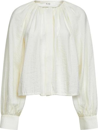 Co Blouse met Geplooide Details en Trekkoord - Dames - Blouses - Wit - XS - Overhemden