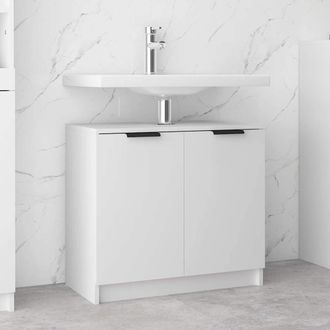 vidaXL Armario De Ba&ntilde;o Madera Contrachapada Blanco 64,5x33,5x59 Cm Vidaxl