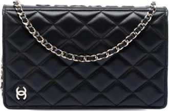 Chanel Pre-owned Book Wallet on Chain - Dames - Vintage Accessoires - Zwart - ONE Size - Leer - Vintage