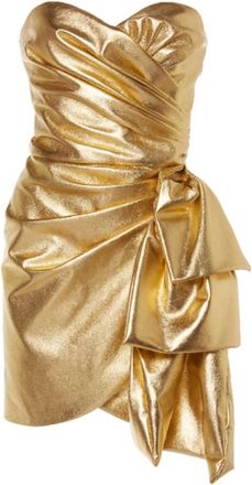 Dundas Strapless Ruched Metallic Leather Dress Size XXS