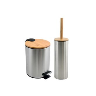 Spirella Spirella - Juego De Papelera Con Pedal Y Escobilla De Ba&ntilde;o De Acero Inoxidable De 5 L Adonis