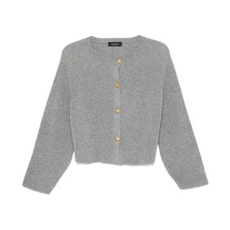 Fabiana Filippi Cardigans, female, Gray, XS, Ribbed Button Cardigan