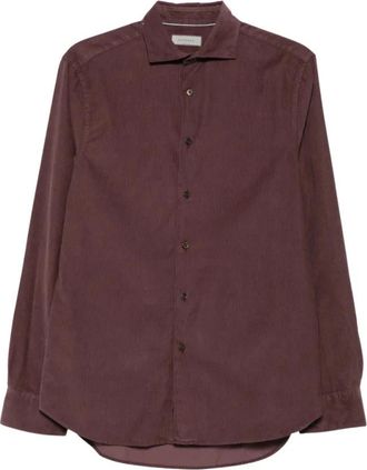 Canali Shirts - Heren - Casual Overhemden - Rood - M - Overhemden