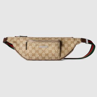 Gucci Flatpack Crystal Small Belt Bag, Beige, GG Canvas