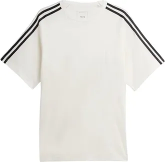 Yohji Yamamoto Short Sleeve Tee 3-Stripes - Heren - T-shirts - Beige - L - Wol - Tops