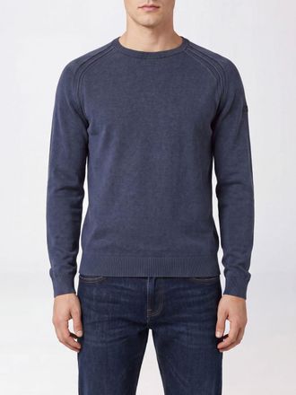 Roberto Ricci Design Long-Sleeve Crewneck Jumper in Pure Cotton with Ribbed Trims