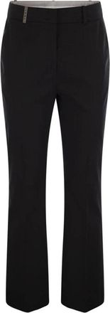 PESERICO Tailored Straight Leg Broeken - Dames - Wijde Broeken - Zwart - M - Broeken