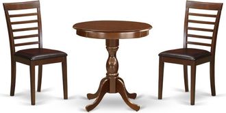 East West Furniture ESML3-MAH-LC - 3-Pc Kitchen Dining Set - 2 Dining Room Chairs and 1 Modern Dining Table (Mahogany Finish)