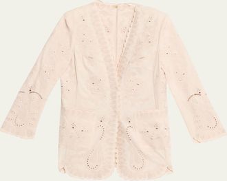 Kobi Halperin Lace Embroidered Cotton-Linen Jacket