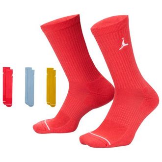 Nike Jordan Mens Every Day Cushioned Crew 3 Pack Socks - Yellow/White/Blue Size L