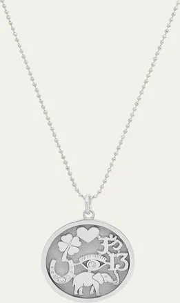 Jennifer Meyer 18k White Gold Good Luck Pendant Necklace with Diamonds