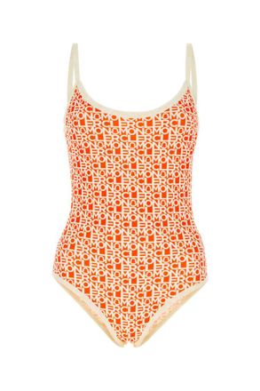 Moncler Orange Printed Nylon Swimsuit