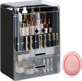 OEM Caja Negra Transparente Con Caj&oacute;n Y Tapa, De Gran Capacidad, A Prueba De Polvo Para Guardar Maquillaje Y Productos Para El Cuidado De La Piel