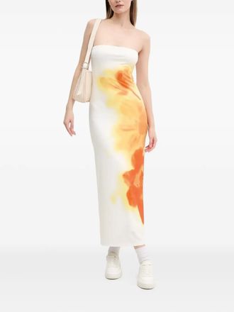 Desigual Strapless maxi-jurk met bloemenprint - Wit