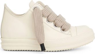 Rick Owens oversized-laces leather sneakers - women - CALFSKIN/CALFSKIN/Thermoplastic Polyurethane (TPU) - 37.5 - White