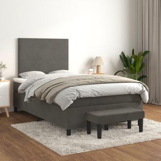 vidaXL Cama Box Spring Con Colch&oacute;n Terciopelo Gris Oscuro 120x200 Cm Vidaxl