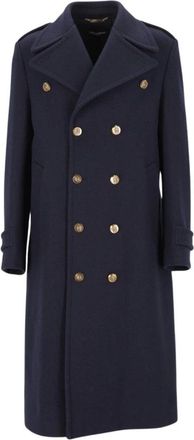 Dolce & Gabbana Dubbele Rij Woljas - Heren - Mantel - Blauw - L - Wol - Jassen