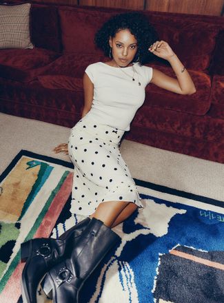 Icone Womens Ruffled-trim midi skirt