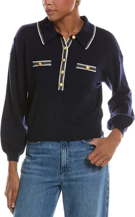 L'agence LAgence Malaki 3/4 Sleeve Wool-Blend Clard Sweater