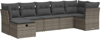 vidaXL Set De Sof&aacute;s De Jard&iacute;n 7 Pzas Con Cojines Rat&aacute;n Sint&eacute;tico Gris Vidaxl