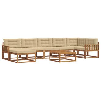 vidaXL Conjunto De Sof&aacute;s De Exterior Con Coj&iacute;n 8 Pcs Natural Y Beige Vidaxl
