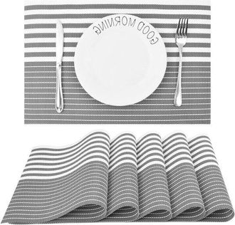 OEM Juego De 6 Manteles Individuales Lavables, Antideslizantes E Impermeables, Gris, Lavables Al Polvo, Base Para Mesa Con Allecto Plus