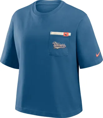 Nike Milwaukee Brewers City Connect Pocket Boxy Nike Womens MLB T-Shirt in Blue | 11CM4GWMZB-3GZ