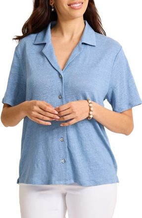 Tommy Bahama Linnea Linen Camp Shirt in French Blue at Nordstrom, Size X-Small