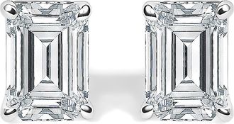 House of Brilliance 14K Gold Lab Grown Emerald Cut Diamond Solitaire Stud Earrings