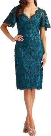 Tadashi Shoji Ribbon Lace Cocktail Dress in Cerulean at Nordstrom, Size 20