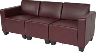 Hhg Sof&aacute; Modular 3 Plazas Lyon, Polipiel, Rojo-marr&oacute;n