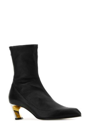 Alexander McQueen Womens Black Leather Armadillo Ankle Boots Blacksilvergold Stivali