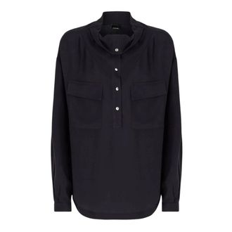 Pinko Pinko - Twill Viscose Blouse - Dames - Blouses & Shirts - Blauw - Maat: XL Viscose
