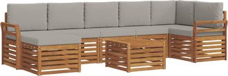 vidaXL Conjunto De Sof&aacute;s De Exterior 8 Uds. Gris Natural Y Claro Vidaxl