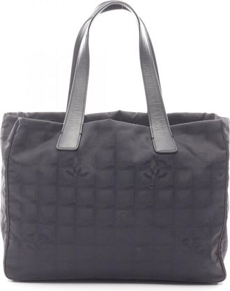Chanel Black Leather Nylon Canvas Handbag Tote Bag (Pre-Owned)