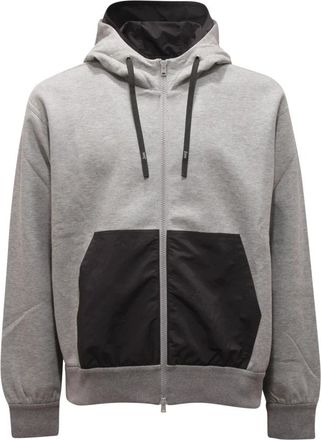 Herno Sweatshirt met ritssluiting - Heren - Vesten met rits - Grijs - M - Katoen - Hoodies & sweatvesten